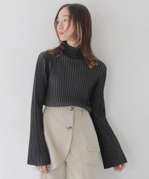 【CLEIO】二重臼ベルスリーブハイネックニット/DOUBLE MILL BELL SLEEVE HIGH NECK KNIT/986-10626