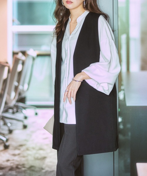 7days Life Styling（セブンデイズライフスタイリング）の「ジレロングタイプ（ベスト・レディース・ライトベージュ/ブラック・LL/L/M/S）」の2枚目の写真