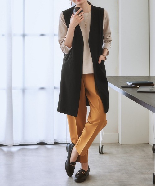 7days Life Styling（セブンデイズライフスタイリング）の「ジレロングタイプ（ベスト・レディース・ライトベージュ/ブラック・LL/L/M/S）」の18枚目の写真
