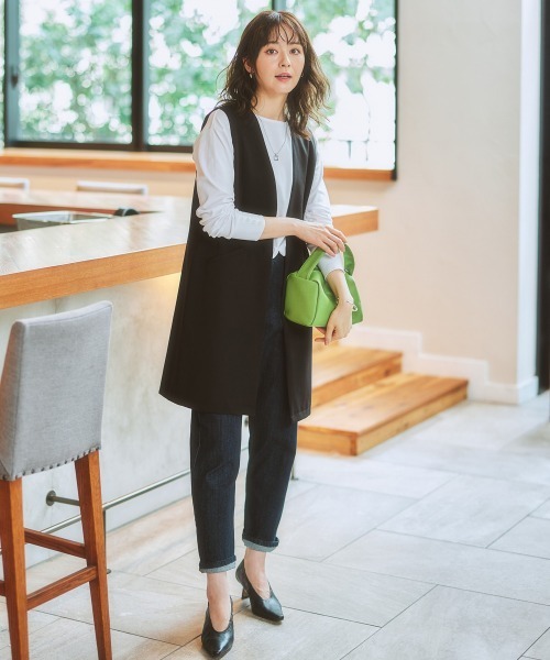 7days Life Styling（セブンデイズライフスタイリング）の「ジレロングタイプ（ベスト・レディース・ライトベージュ/ブラック・LL/L/M/S）」の7枚目の写真