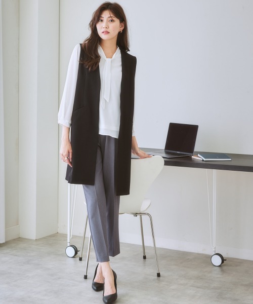 7days Life Styling（セブンデイズライフスタイリング）の「ジレロングタイプ（ベスト・レディース・ライトベージュ/ブラック・LL/L/M/S）」の5枚目の写真