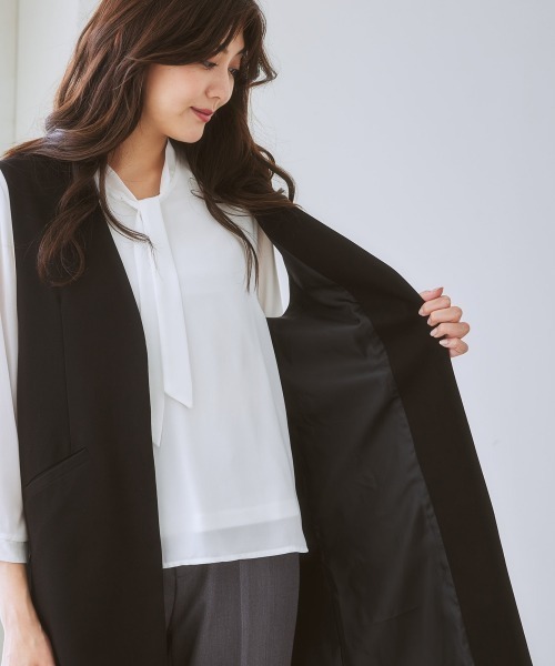 7days Life Styling（セブンデイズライフスタイリング）の「ジレロングタイプ（ベスト・レディース・ライトベージュ/ブラック・LL/L/M/S）」の13枚目の写真