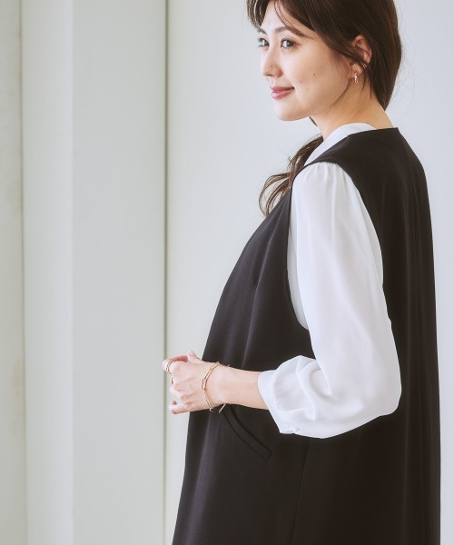 7days Life Styling（セブンデイズライフスタイリング）の「ジレロングタイプ（ベスト・レディース・ライトベージュ/ブラック・LL/L/M/S）」の14枚目の写真