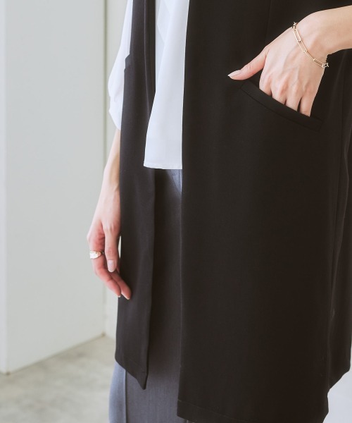 7days Life Styling（セブンデイズライフスタイリング）の「ジレロングタイプ（ベスト・レディース・ライトベージュ/ブラック・LL/L/M/S）」の15枚目の写真