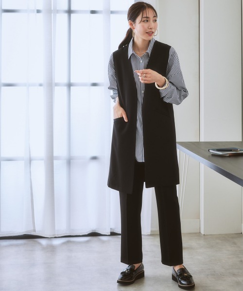 7days Life Styling（セブンデイズライフスタイリング）の「ジレロングタイプ（ベスト・レディース・ライトベージュ/ブラック・LL/L/M/S）」の8枚目の写真