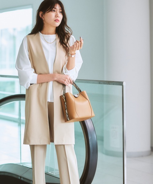 7days Life Styling（セブンデイズライフスタイリング）の「ジレロングタイプ（ベスト・レディース・ライトベージュ/ブラック・LL/L/M/S）」の10枚目の写真