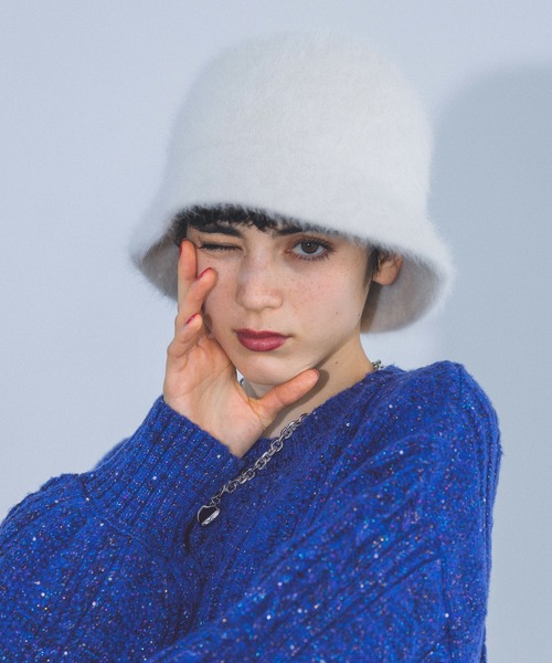 PAGEBOY(ページボーイ)の「アンゴラバケハ(ハット・レディース・ブラック/ホワイト/グレー・FREE)」の1枚目の写真