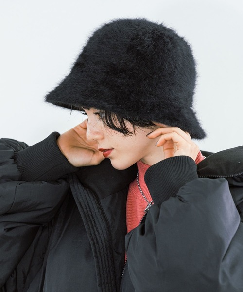 PAGEBOY(ページボーイ)の「アンゴラバケハ(ハット・レディース・ブラック/ホワイト/グレー・FREE)」の4枚目の写真