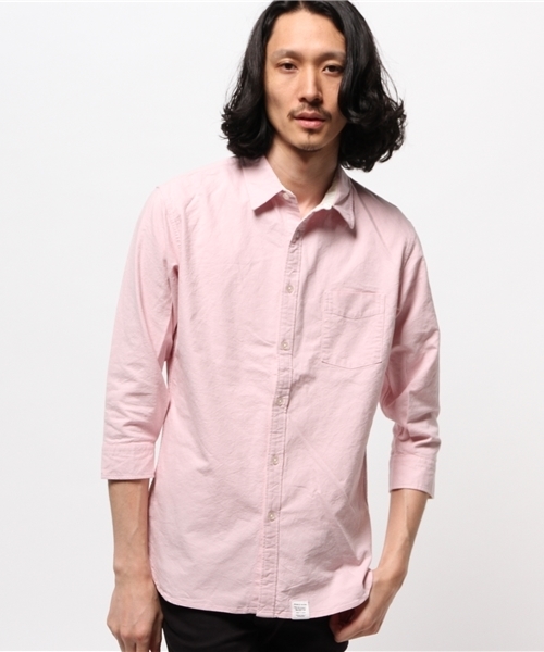 AZUL by moussy(アズールバイマウジー)の「ストレッチオックスコンチョ使い7分袖シャツ(シャツ/ブラウス・メンズ・ホワイト/ライトピンク/サックスブルー・SMALL/MEDIUM/LARGE/X-SMALL/X-LARGE)」の3枚目の写真