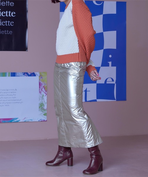 miette（ミエット）の「メタリックストレートスカート（スカート・レディース・アイボリー/シルバー/ブラック・FREE）」の10枚目の写真