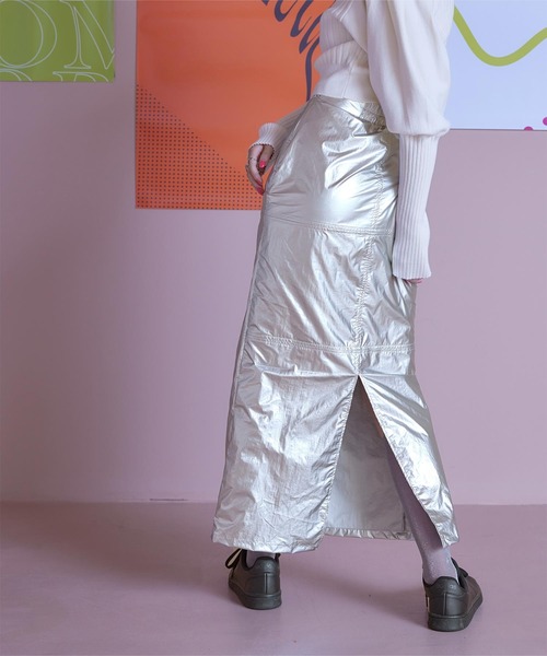 miette（ミエット）の「メタリックストレートスカート（スカート・レディース・アイボリー/シルバー/ブラック・FREE）」の11枚目の写真