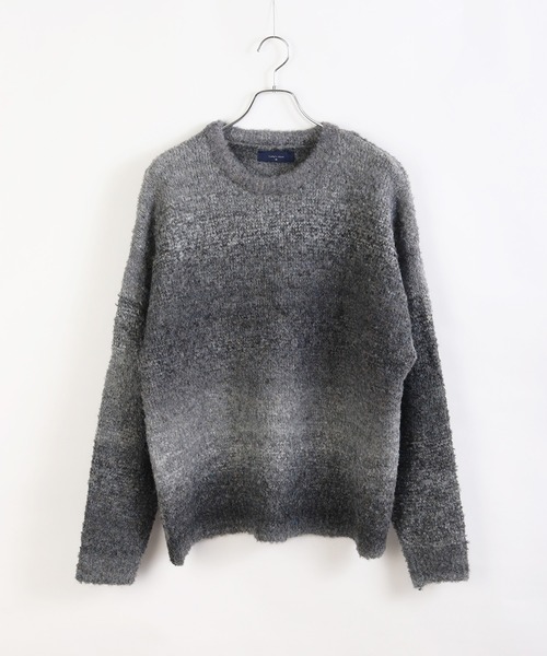 WESTSEA（ウエストシー）の「ブークレ―ヤーン グラデーションニット オーバーサイズクルー（ニット/セーター・メンズ・グレー/ホワイト系その他/チェリーピンク/ブルー/ブラウン/マスタード/ブルーパープル/ワイン・M/L）」の9枚目の写真