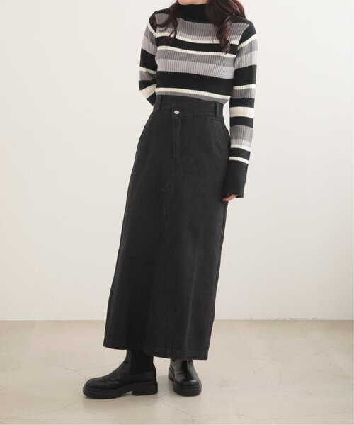 RAY CASSIN（レイカズン）の「デザインベルトデニムスカート（デニムスカート・レディース・ブラック/ネイビー・FREE）」の4枚目の写真