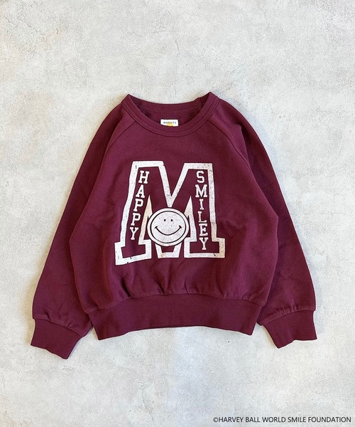 MARKEY'S（マーキーズ）の「【HARVEY BALL】別注SMILEY FACEプリントトレーナー（80～150cm）（スウェット・キッズ・杢グレー/グリーン/ワインレッド/ブラック・150/140/130/120/110/100/95/90/80）」の5枚目の写真