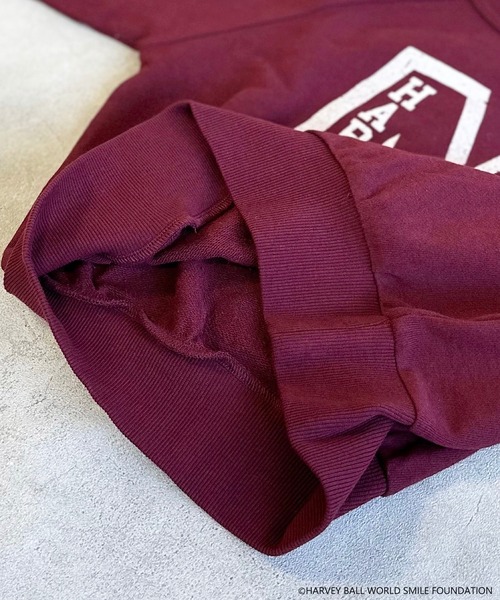 MARKEY'S（マーキーズ）の「【HARVEY BALL】別注SMILEY FACEプリントトレーナー（80～150cm）（スウェット・キッズ・杢グレー/グリーン/ワインレッド/ブラック・150/140/130/120/110/100/95/90/80）」の7枚目の写真