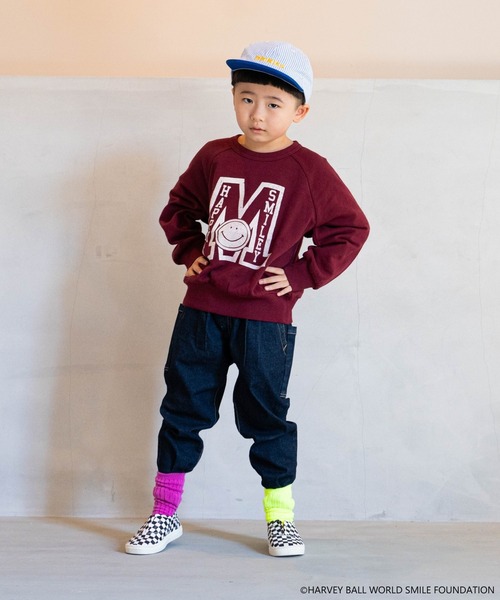 MARKEY'S（マーキーズ）の「【HARVEY BALL】別注SMILEY FACEプリントトレーナー（80～150cm）（スウェット・キッズ・杢グレー/グリーン/ワインレッド/ブラック・150/140/130/120/110/100/95/90/80）」の9枚目の写真