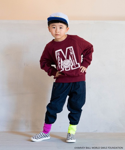 MARKEY'S（マーキーズ）の「【HARVEY BALL】別注SMILEY FACEプリントトレーナー（80～150cm）（スウェット・キッズ・杢グレー/グリーン/ワインレッド/ブラック・150/140/130/120/110/100/95/90/80）」の10枚目の写真