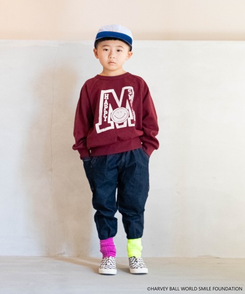 MARKEY'S（マーキーズ）の「【HARVEY BALL】別注SMILEY FACEプリントトレーナー（80～150cm）（スウェット・キッズ・杢グレー/グリーン/ワインレッド/ブラック・150/140/130/120/110/100/95/90/80）」の11枚目の写真