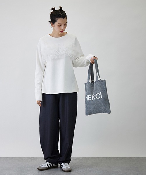 petit main LIEN（プティマインリアン）の「【LADIES】チュールフリルトップス（シャツ/ブラウス・レディース・チャコールグレー/オフホワイト/ブラック・FREE）」の22枚目の写真