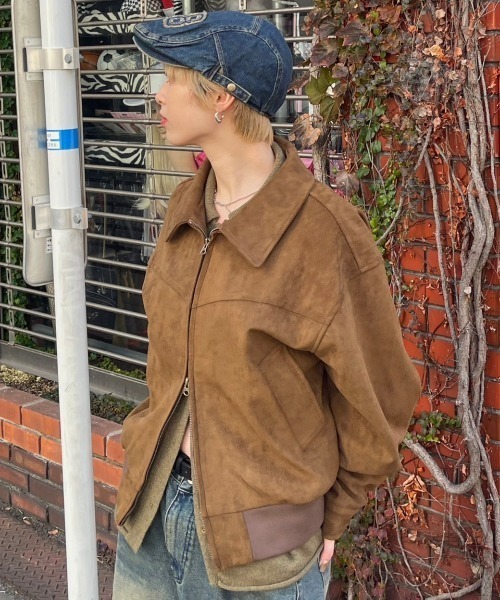 【Chikashitsu + 】fake suede blouson キャメル Chikashitsu + 】fake suede blouson キャメル（受注制