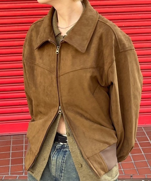 【Chikashitsu + 】fake suede blouson キャメル Chikashitsu + 】fake suede blouson キャメル（受注制