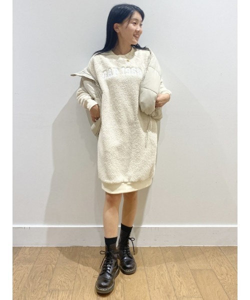 GAP（ギャップ）の「GAP1969アーチロゴ ボア スウェットミニワンピース（ワンピース・レディース・ブラック/ホワイト系その他/ピンク・XS/XL/XXS/L/M/S）」の13枚目の写真