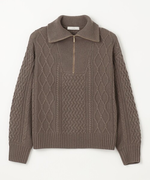 セール】ソフトアクリルハーフジップケーブルニット（ニット/セーター