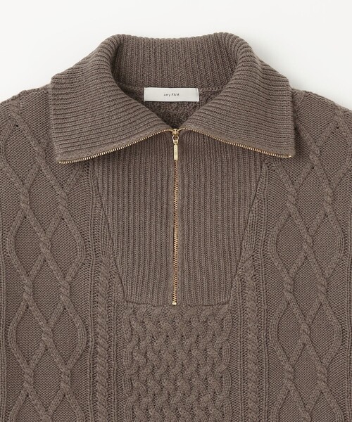 セール】ソフトアクリルハーフジップケーブルニット（ニット/セーター
