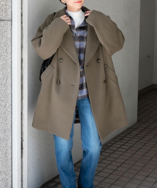 URBAN RESEARCH DOORS（アーバンリサーチドアーズ）の「JAPAN FABRIC ミドルコート（ピーコート・レディース・モカ/ネイビー・MEDIUM）」の18枚目の写真