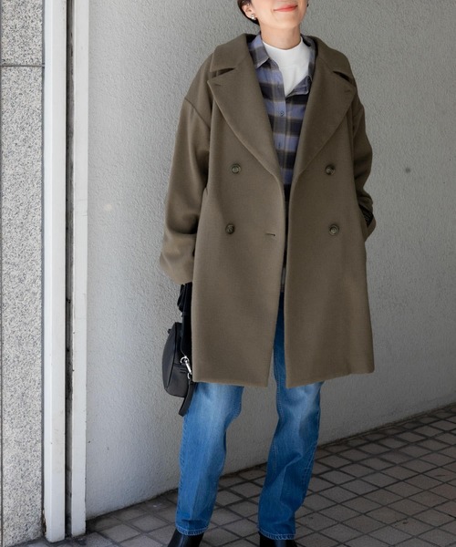 URBAN RESEARCH DOORS（アーバンリサーチドアーズ）の「JAPAN FABRIC ミドルコート（ピーコート・レディース・モカ/ネイビー・MEDIUM）」の19枚目の写真