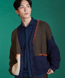 【NO ID.】Panel Changing Hand-Knit Cardigan / パネル チェンジング ハンド ニット カーディガン