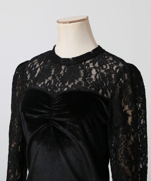 Julia Boutique（ジュリアブティック）の「レース切替ベロアトップス/23538（Tシャツ/カットソー・レディース・ブラック・ONE）」の7枚目の写真