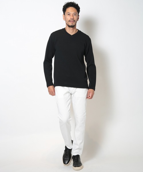 MEN'S BIGI（メンズビギ）の「フクレジャガードデザインVネックTEE（Tシャツ/カットソー・メンズ・ホワイト/ブルー/ブラック・04/01/02/03）」の17枚目の写真