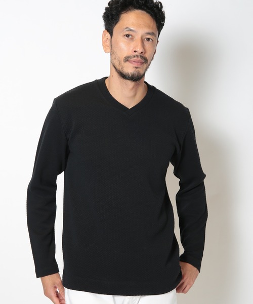 MEN'S BIGI（メンズビギ）の「フクレジャガードデザインVネックTEE（Tシャツ/カットソー・メンズ・ホワイト/ブルー/ブラック・04/01/02/03）」の6枚目の写真