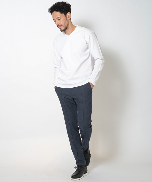 MEN'S BIGI（メンズビギ）の「フクレジャガードデザインVネックTEE（Tシャツ/カットソー・メンズ・ホワイト/ブルー/ブラック・04/01/02/03）」の19枚目の写真
