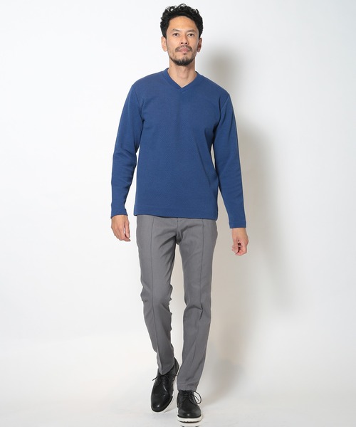 MEN'S BIGI（メンズビギ）の「フクレジャガードデザインVネックTEE（Tシャツ/カットソー・メンズ・ホワイト/ブルー/ブラック・04/01/02/03）」の21枚目の写真