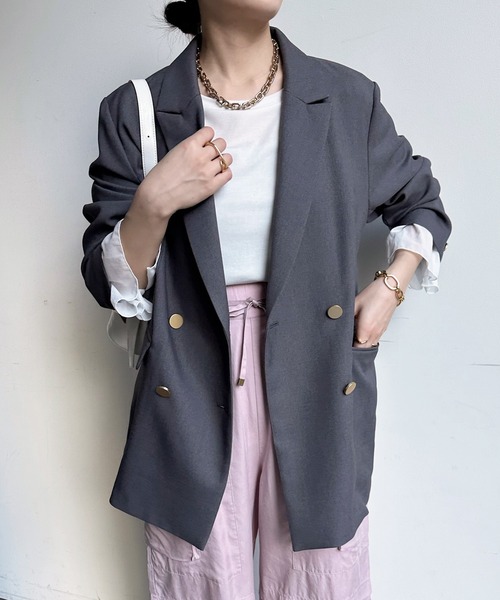 DouDou（ドゥドゥ）の「シャークスキンダブルジャケット（テーラード