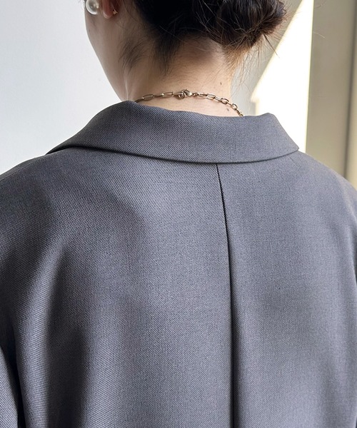 DouDou（ドゥドゥ）の「シャークスキンダブルジャケット（テーラードジャケット・レディース・ライトグレー/チャコールグレー・FREE）」の7枚目の写真