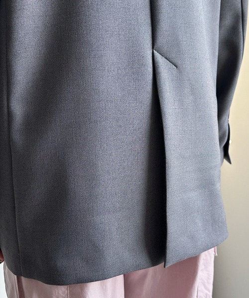 DouDou（ドゥドゥ）の「シャークスキンダブルジャケット（テーラードジャケット・レディース・ライトグレー/チャコールグレー・FREE）」の8枚目の写真