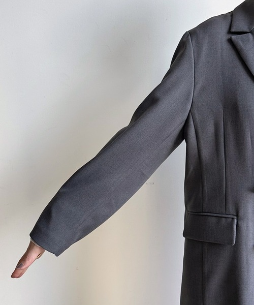 DouDou（ドゥドゥ）の「シャークスキンダブルジャケット（テーラードジャケット・レディース・ライトグレー/チャコールグレー・FREE）」の9枚目の写真