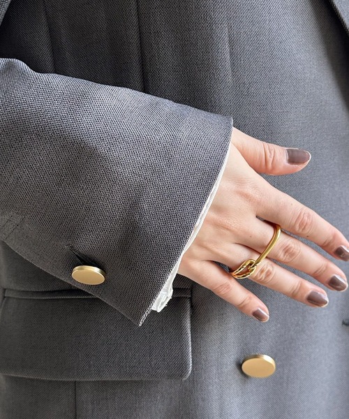 DouDou（ドゥドゥ）の「シャークスキンダブルジャケット（テーラードジャケット・レディース・ライトグレー/チャコールグレー・FREE）」の10枚目の写真