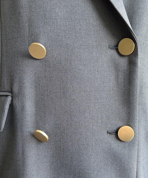 DouDou（ドゥドゥ）の「シャークスキンダブルジャケット（テーラードジャケット・レディース・ライトグレー/チャコールグレー・FREE）」の12枚目の写真