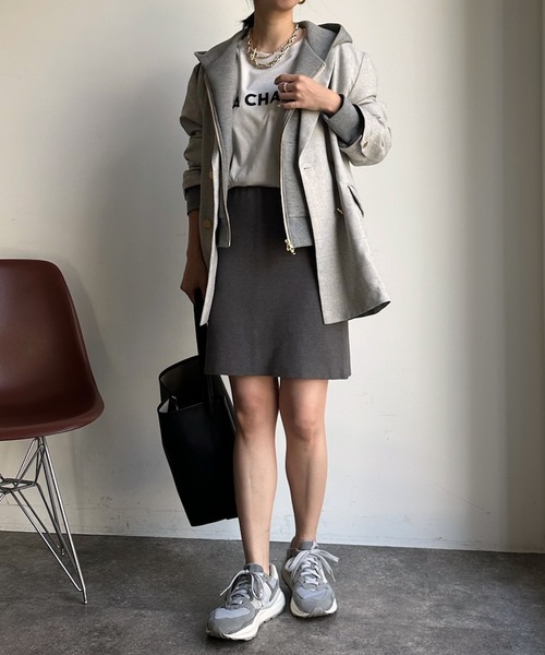 DouDou（ドゥドゥ）の「シャークスキンダブルジャケット（テーラードジャケット・レディース・ライトグレー/チャコールグレー・FREE）」の14枚目の写真