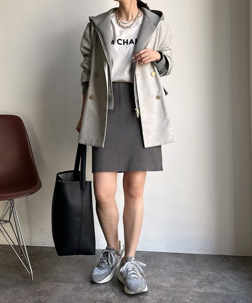 DouDou（ドゥドゥ）の「シャークスキンダブルジャケット（テーラードジャケット・レディース・ライトグレー/チャコールグレー・FREE）」の17枚目の写真