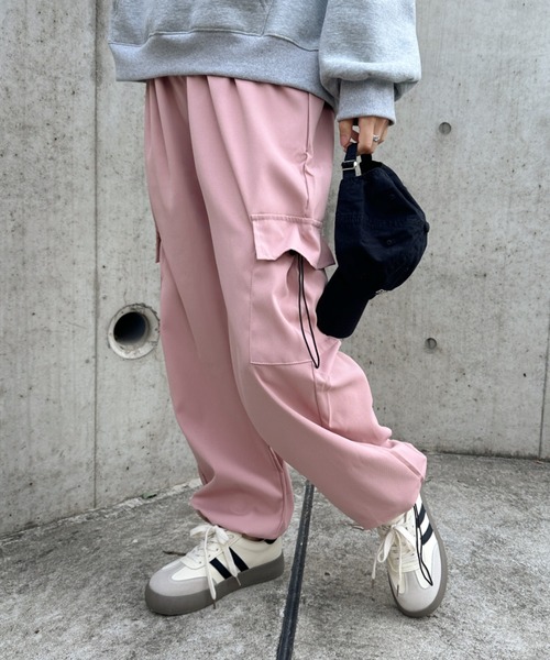 CLEA（クレア）の「ドロストパラシュートパンツ（カーゴパンツ・レディース・ブラック/グレー/ピンク・M）」の3枚目の写真