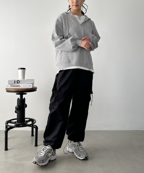 CLEA（クレア）の「ドロストパラシュートパンツ（カーゴパンツ・レディース・ブラック/グレー/ピンク・M）」の16枚目の写真