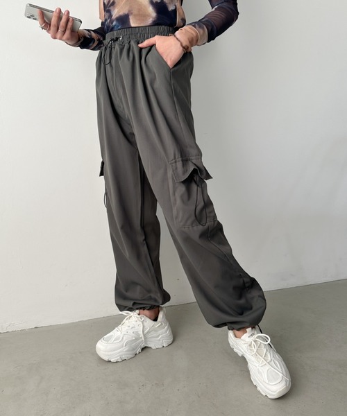 CLEA（クレア）の「ドロストパラシュートパンツ（カーゴパンツ・レディース・ブラック/グレー/ピンク・M）」の19枚目の写真