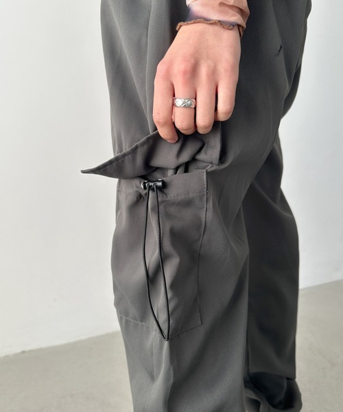 CLEA（クレア）の「ドロストパラシュートパンツ（カーゴパンツ・レディース・ブラック/グレー/ピンク・M）」の6枚目の写真