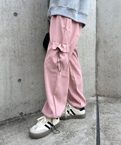 CLEA（クレア）の「ドロストパラシュートパンツ（カーゴパンツ・レディース・ブラック/グレー/ピンク・M）」の18枚目の写真