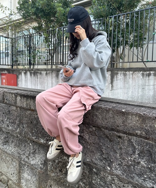 CLEA（クレア）の「ドロストパラシュートパンツ（カーゴパンツ・レディース・ブラック/グレー/ピンク・M）」の5枚目の写真